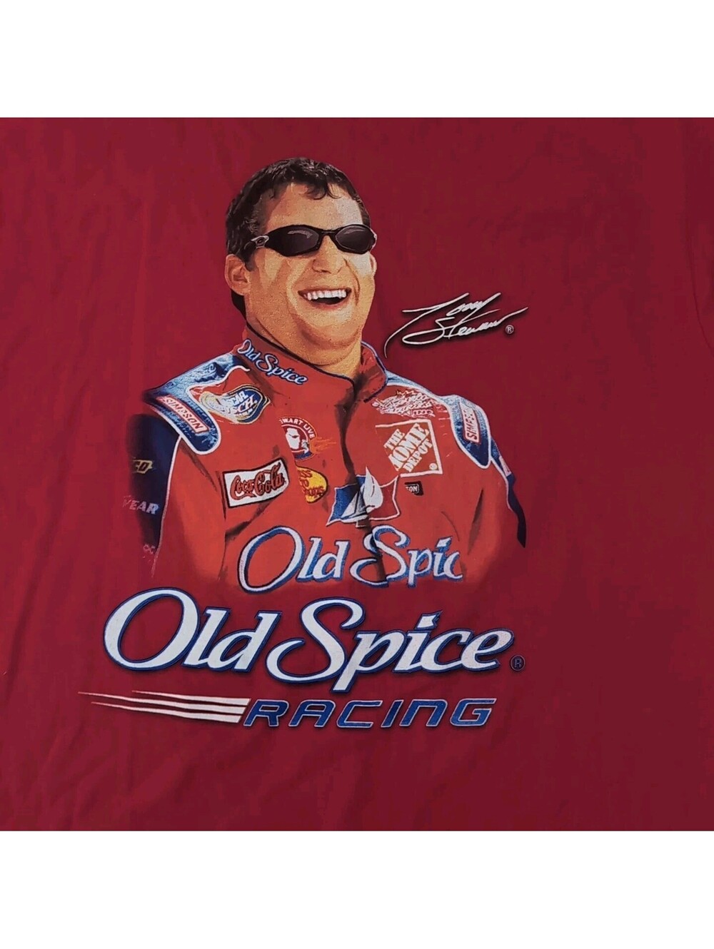 Vintage Tony Stewart Graphic T-Shirt Red Y2K XL Old Spice Racing Nascar Anvil